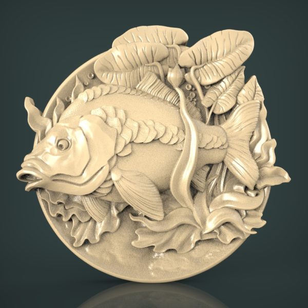 3D STL Model for CNC and 3d Printer - Bas-Relief "Carp"