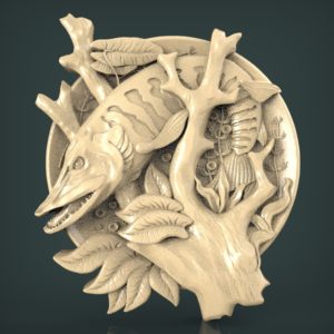 3D STL Model for CNC and 3d Printer - Bas-Relief "Pike"