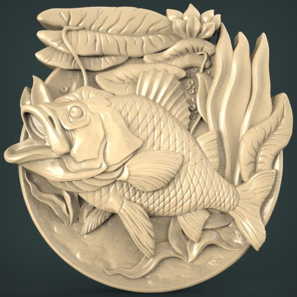 3D STL Model for CNC and 3d Printer - Bas-Relief "Carp"