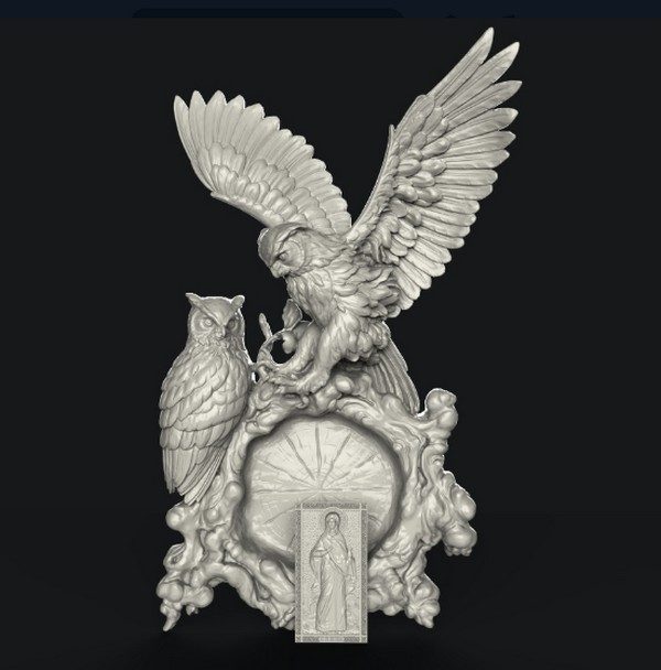 3D STL Model for CNC and 3d Printer - Bas-Relief "Owl"