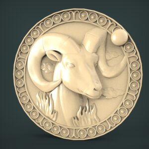 3D STL Model for CNC and 3d Printer - Bas-Relief "Zodiac sign Aries"