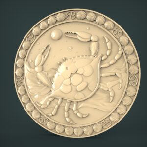 3D STL Model for CNC and 3d Printer - Bas-Relief "Zodiac sign Cancer"