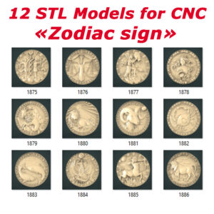 "Zodiac sign Collection" - 12 3D STL Models for CNC and 3D Printer