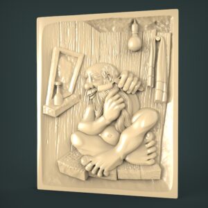 3D STL Model for CNC and 3d Printer - Bas-Relief "Sauna"