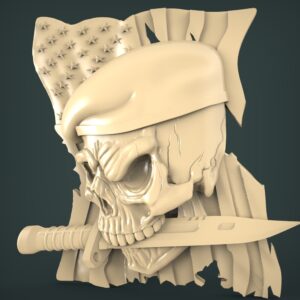 3D STL Model for CNC and 3d Printer - Bas-Relief "Skull"