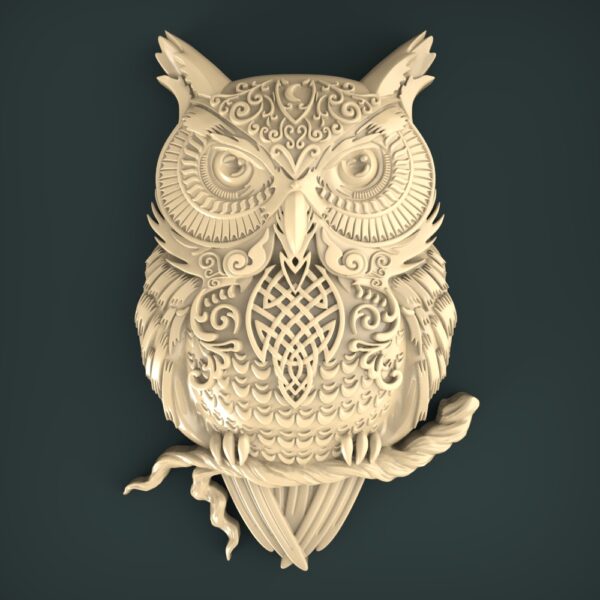 3D STL Model for CNC and 3d Printer - Bas-Relief "Owl"